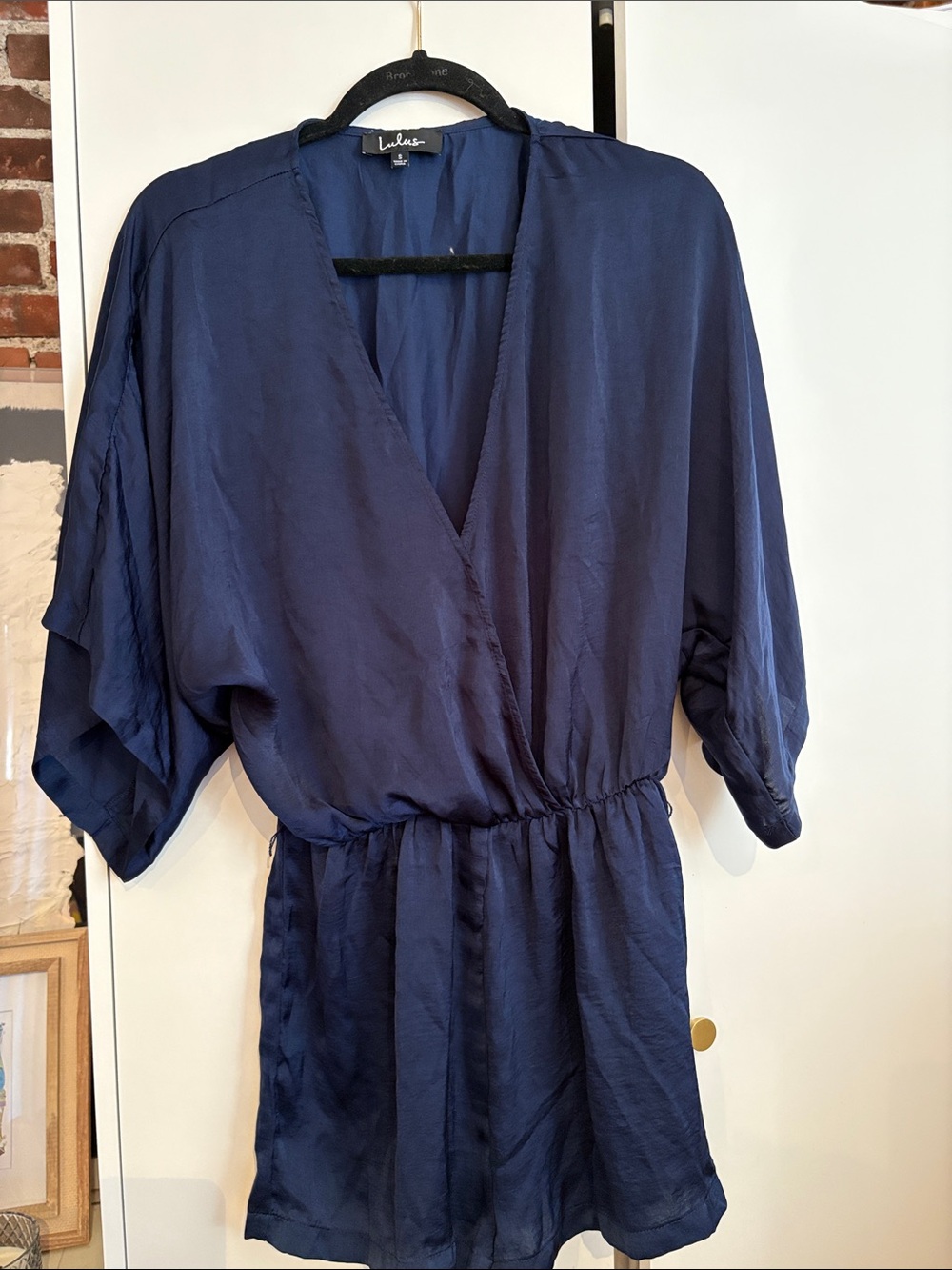 Lulu's Navy Blue V-Neck Surplice Women’s Dress